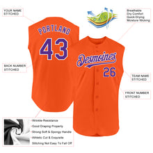 Load image into Gallery viewer, Custom Orange Purple-White Authentic Sleeveless Baseball Jersey
