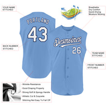 Load image into Gallery viewer, Custom Light Blue White-Navy Authentic Sleeveless Baseball Jersey
