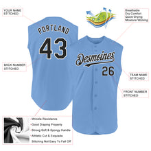 Load image into Gallery viewer, Custom Light Blue Black-White Authentic Sleeveless Baseball Jersey
