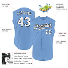 Load image into Gallery viewer, Custom Light Blue White-Black Authentic Sleeveless Baseball Jersey
