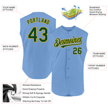 Load image into Gallery viewer, Custom Light Blue Green-Gold Authentic Sleeveless Baseball Jersey
