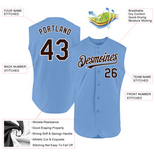 Load image into Gallery viewer, Custom Light Blue Brown-White Authentic Sleeveless Baseball Jersey
