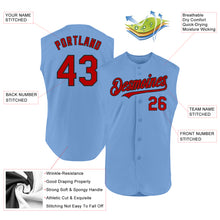 Load image into Gallery viewer, Custom Light Blue Red-Black Authentic Sleeveless Baseball Jersey
