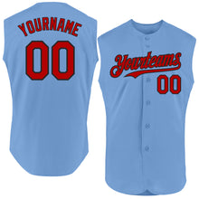 Load image into Gallery viewer, Custom Light Blue Red-Black Authentic Sleeveless Baseball Jersey
