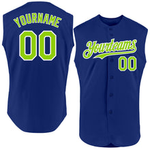 Загрузить изображение в средство просмотра галереи, Custom Royal Neon Green-White Authentic Sleeveless Baseball Jersey
