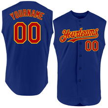 Load image into Gallery viewer, Custom Royal Red-Gold Authentic Sleeveless Baseball Jersey
