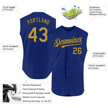 Загрузить изображение в средство просмотра галереи, Custom Royal Old Gold-Black Authentic Sleeveless Baseball Jersey
