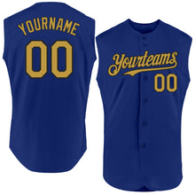 Загрузить изображение в средство просмотра галереи, Custom Royal Old Gold-Black Authentic Sleeveless Baseball Jersey
