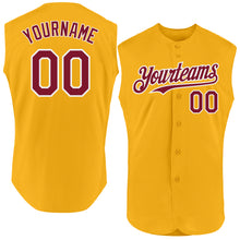Load image into Gallery viewer, Custom Gold Crimson-White Authentic Sleeveless Baseball Jersey
