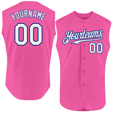 Load image into Gallery viewer, Custom Pink White-Royal Authentic Sleeveless Baseball Jersey

