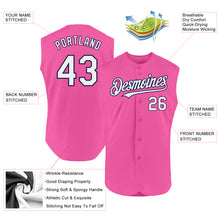 Laden Sie das Bild in den Galerie-Viewer, Custom Pink White-Navy Authentic Sleeveless Baseball Jersey
