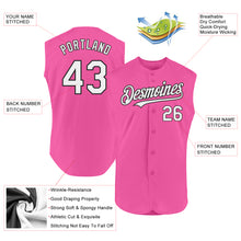 Load image into Gallery viewer, Custom Pink White-Black Authentic Sleeveless Baseball Jersey
