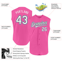 Laden Sie das Bild in den Galerie-Viewer, Custom Pink Black-Light Blue Authentic Sleeveless Baseball Jersey
