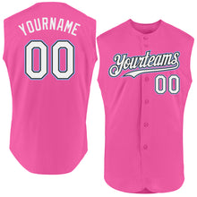 Load image into Gallery viewer, Custom Pink Black-Light Blue Authentic Sleeveless Baseball Jersey
