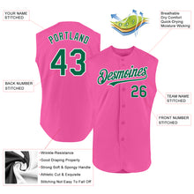 Load image into Gallery viewer, Custom Pink Kelly Green-White Authentic Sleeveless Baseball Jersey

