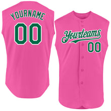 Load image into Gallery viewer, Custom Pink Kelly Green-White Authentic Sleeveless Baseball Jersey
