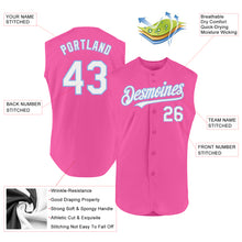 Laden Sie das Bild in den Galerie-Viewer, Custom Pink White-Light Blue Authentic Sleeveless Baseball Jersey
