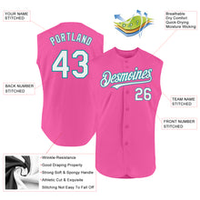 Load image into Gallery viewer, Custom Pink White-Teal Authentic Sleeveless Baseball Jersey
