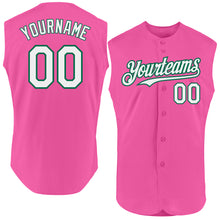 Load image into Gallery viewer, Custom Pink White-Kelly Green Authentic Sleeveless Baseball Jersey
