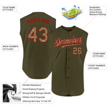 Load image into Gallery viewer, Custom Olive Camo-Red Authentic Sleeveless Salute To Service Baseball Jersey
