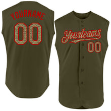 Laden Sie das Bild in den Galerie-Viewer, Custom Olive Camo-Red Authentic Sleeveless Salute To Service Baseball Jersey
