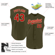 Laden Sie das Bild in den Galerie-Viewer, Custom Olive Red-Cream Authentic Sleeveless Salute To Service Baseball Jersey
