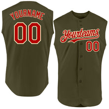 Load image into Gallery viewer, Custom Olive Red-Cream Authentic Sleeveless Salute To Service Baseball Jersey
