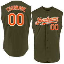 Load image into Gallery viewer, Custom Olive Orange-White Authentic Sleeveless Salute To Service Baseball Jersey
