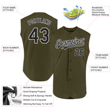 Load image into Gallery viewer, Custom Olive Black-White Authentic Sleeveless Salute To Service Baseball Jersey
