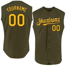 Load image into Gallery viewer, Custom Olive Gold-Black Authentic Sleeveless Salute To Service Baseball Jersey
