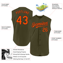 Load image into Gallery viewer, Custom Olive Orange-Black Authentic Sleeveless Salute To Service Baseball Jersey
