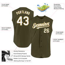 Load image into Gallery viewer, Custom Olive White-Old Gold Authentic Sleeveless Salute To Service Baseball Jersey
