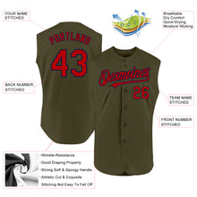 Load image into Gallery viewer, Custom Olive Red-Navy Authentic Sleeveless Salute To Service Baseball Jersey
