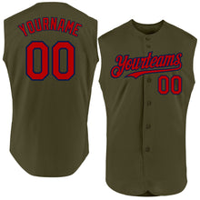 Charger l&#39;image dans la galerie, Custom Olive Red-Navy Authentic Sleeveless Salute To Service Baseball Jersey
