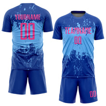 Laden Sie das Bild in den Galerie-Viewer, Custom Royal Pink-Light Blue Sublimation Soccer Uniform Jersey
