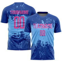 Laden Sie das Bild in den Galerie-Viewer, Custom Royal Pink-Light Blue Sublimation Soccer Uniform Jersey
