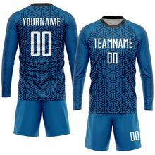 Load image into Gallery viewer, Custom Blue White-Black Sublimation Soccer Uniform Jersey
