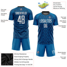 Laden Sie das Bild in den Galerie-Viewer, Custom Blue White-Black Sublimation Soccer Uniform Jersey
