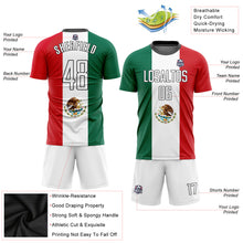 Laden Sie das Bild in den Galerie-Viewer, Custom Kelly Green White Red-Black Sublimation Mexican Flag Soccer Uniform Jersey
