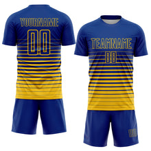 Laden Sie das Bild in den Galerie-Viewer, Custom Royal Yellow Pinstripe Fade Fashion Sublimation Soccer Uniform Jersey
