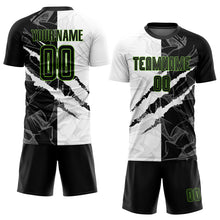 Charger l&#39;image dans la galerie, Custom Graffiti Pattern Black-Neon Green Scratch Sublimation Soccer Uniform Jersey
