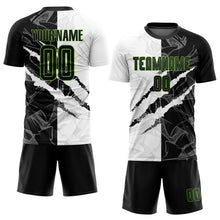 Laden Sie das Bild in den Galerie-Viewer, Custom Graffiti Pattern Black-Neon Green Scratch Sublimation Soccer Uniform Jersey
