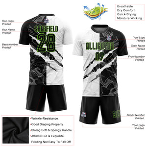 Custom Graffiti Pattern Black-Neon Green Scratch Sublimation Soccer Uniform Jersey