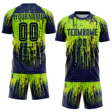 Load image into Gallery viewer, Custom Neon Green Navy-Neon Yellow Sublimation Soccer Uniform Jersey
