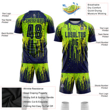 Load image into Gallery viewer, Custom Neon Green Navy-Neon Yellow Sublimation Soccer Uniform Jersey
