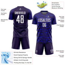 Laden Sie das Bild in den Galerie-Viewer, Custom Royal White Sublimation Soccer Uniform Jersey
