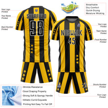 Load image into Gallery viewer, Custom Gold Black-White Stars And Stripes Sublimation Soccer Uniform Jersey

