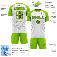 Загрузить изображение в средство просмотра галереи, Custom White Neon Green-Black Pinstripe Sublimation Soccer Uniform Jersey
