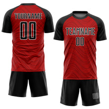 Laden Sie das Bild in den Galerie-Viewer, Custom Red Black-White Wavy Lines Sublimation Soccer Uniform Jersey
