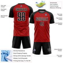 Load image into Gallery viewer, Custom Red Black-White Wavy Lines Sublimation Soccer Uniform Jersey
